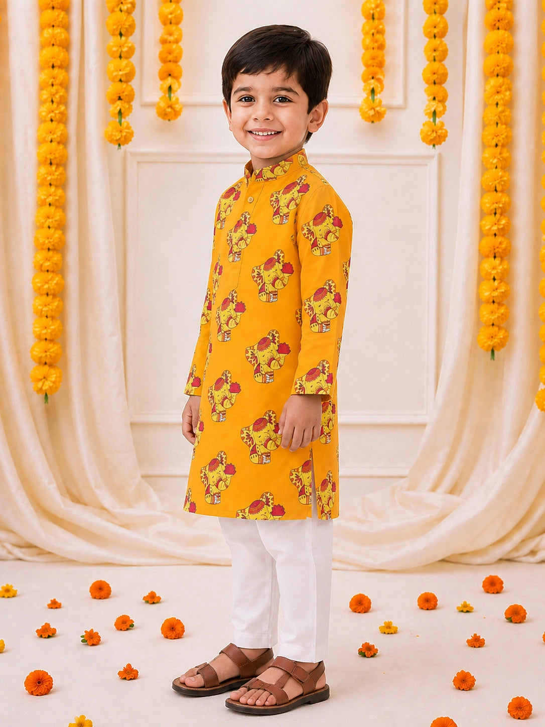 BownBee Full Sleeve Cotton Kurta Pajama Set For Boys