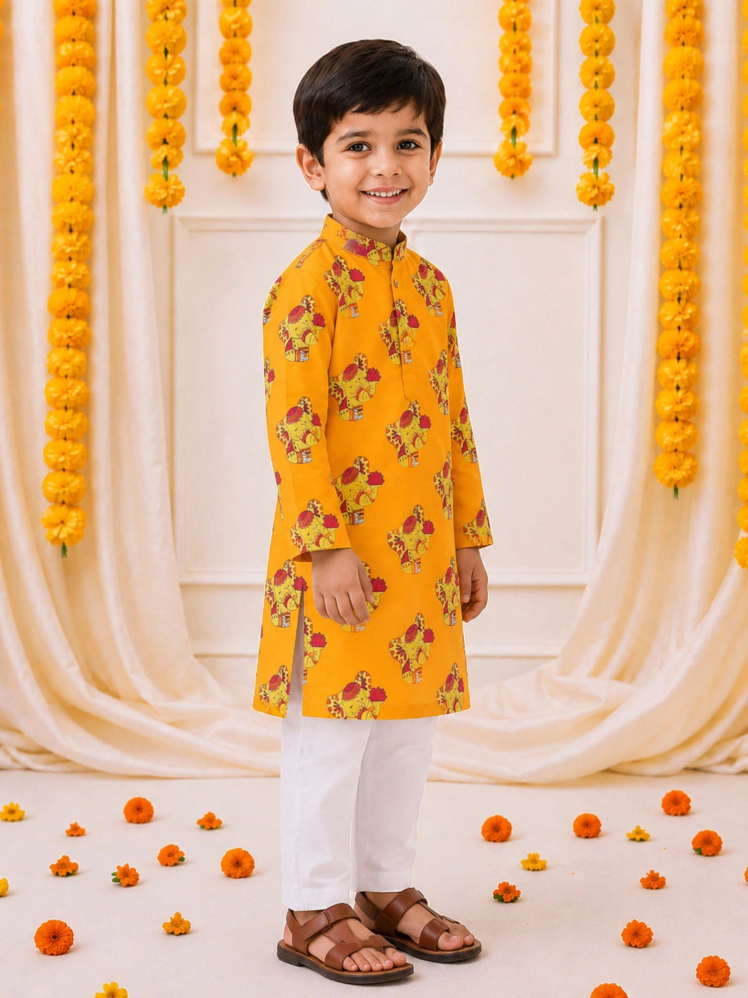 BownBee Full Sleeve Cotton Kurta Pajama Set For Boys