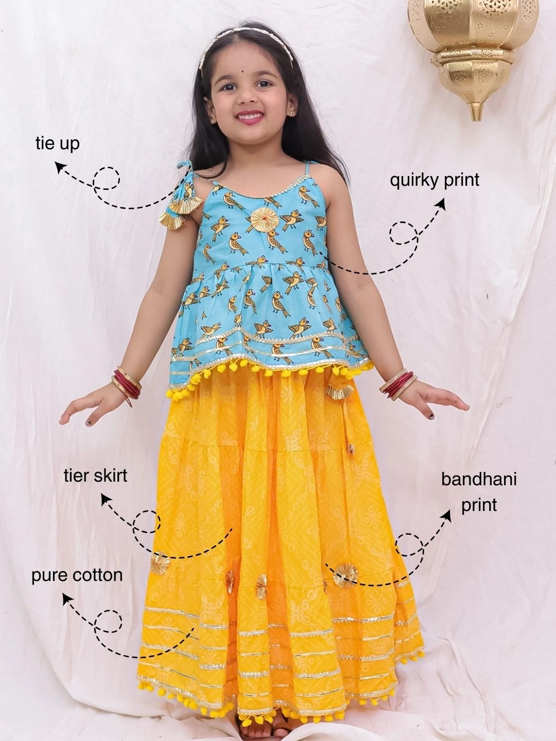 BownBee Pure Cotton Lion Printed Lehenga Choli For Girls