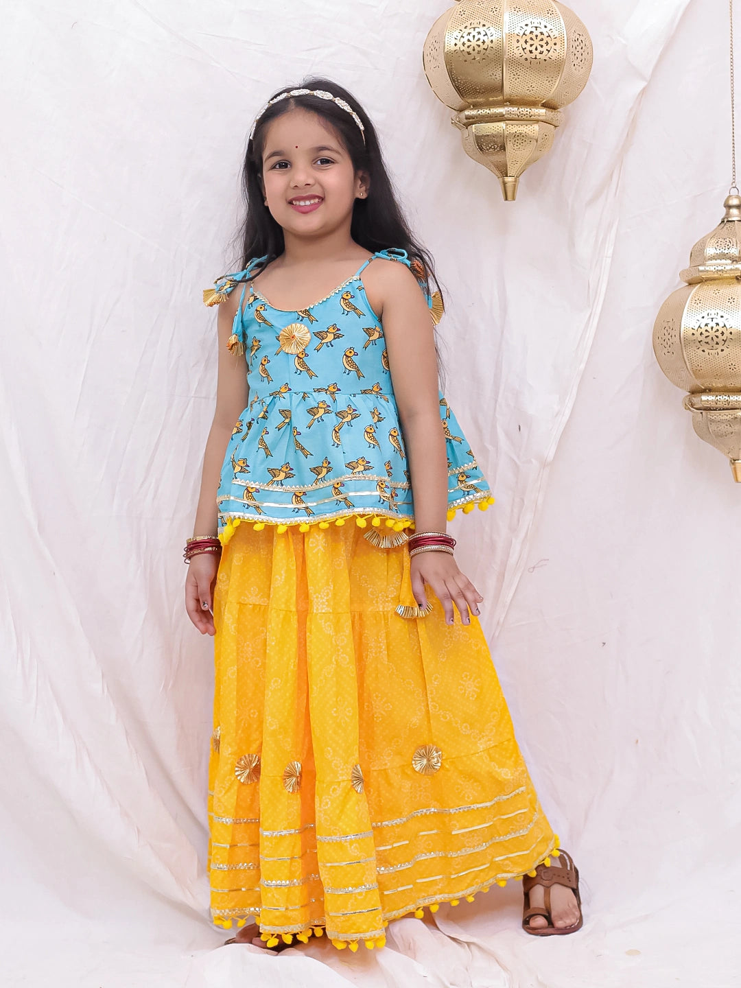 BownBee Pure Cotton Lion Printed Lehenga Choli For Girls