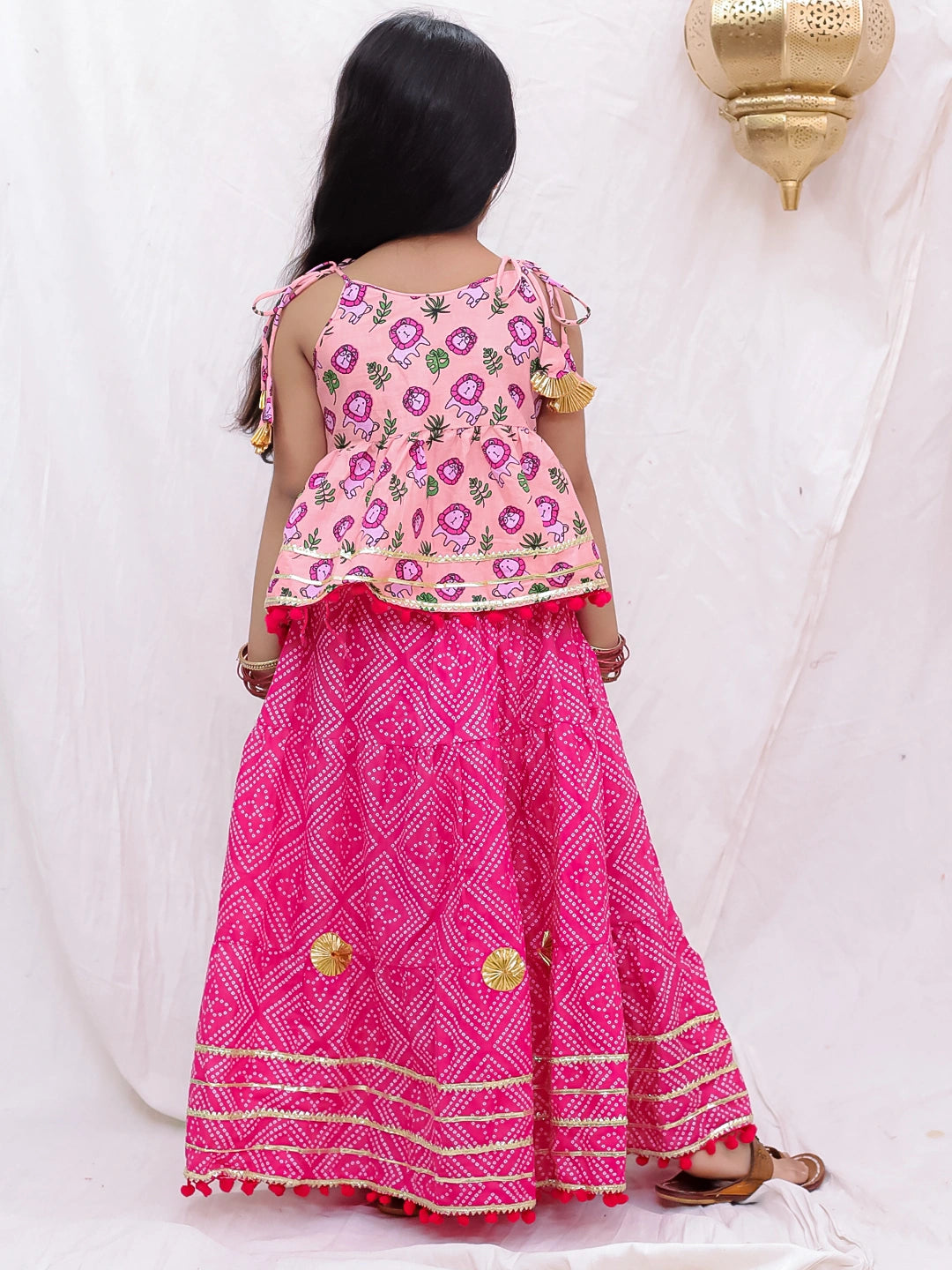 BownBee Pure Cotton Lion Printed Lehenga Choli For Girls
