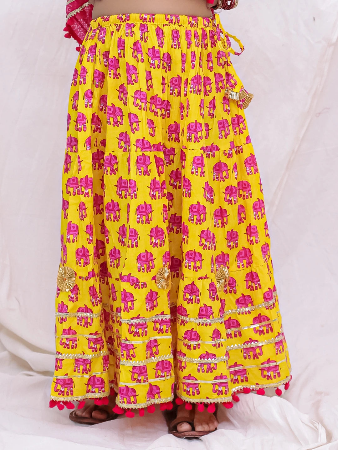 BownBee Pure Cotton Lion Printed Lehenga Choli For Girls