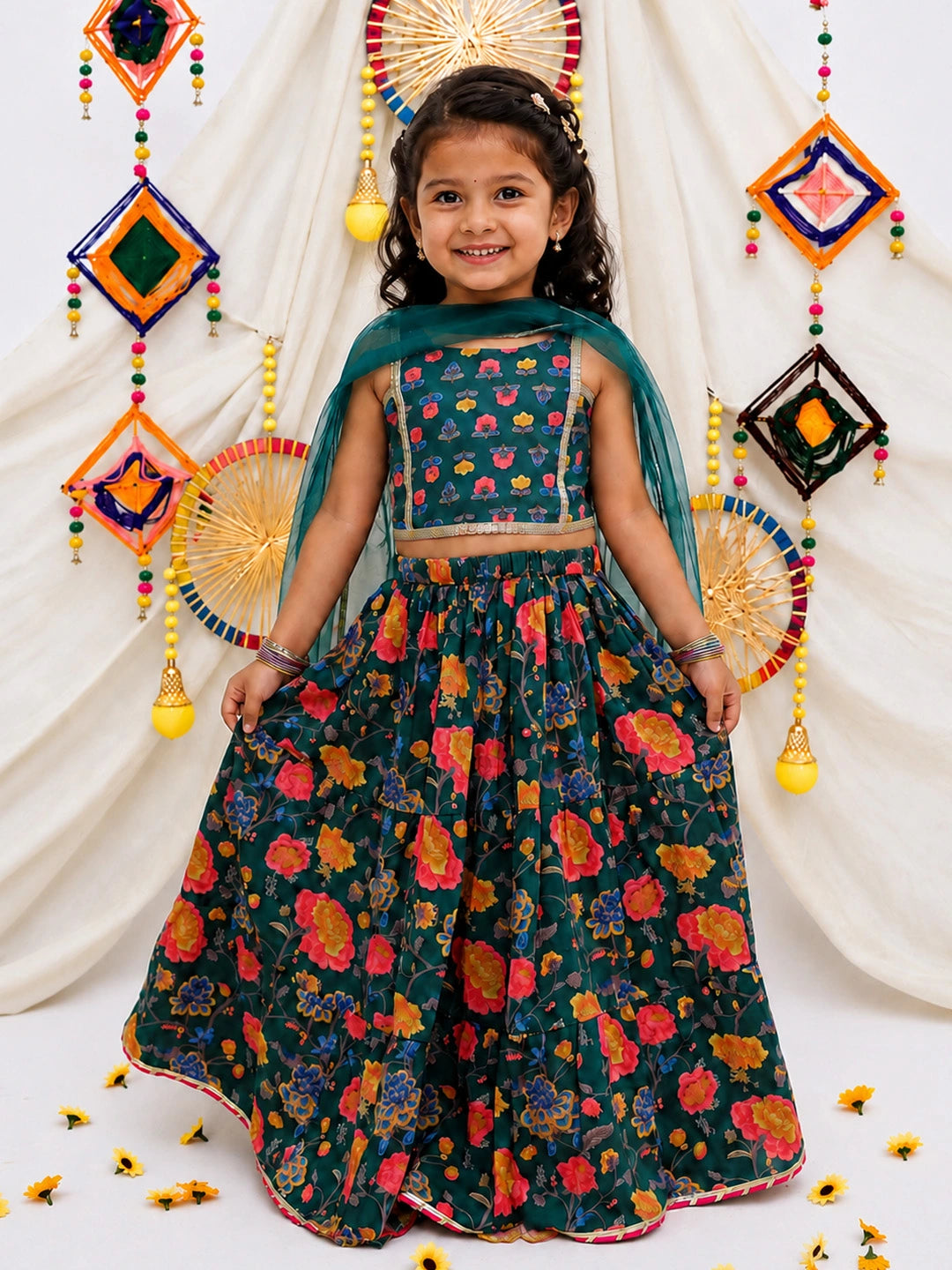 BownBee Pure Cotton Kurta Pajama with Jacket & Lehenga Choli With Dupatta Sibling Set