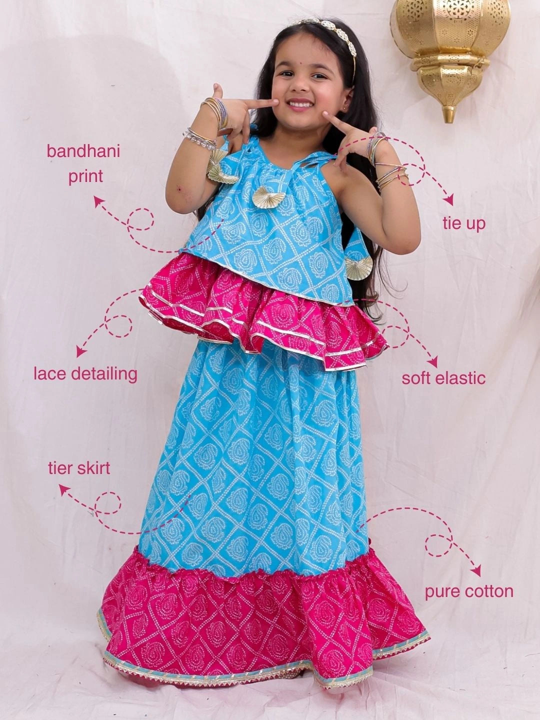 BownBee Sleeveless Lehenga Choli Set For Girls