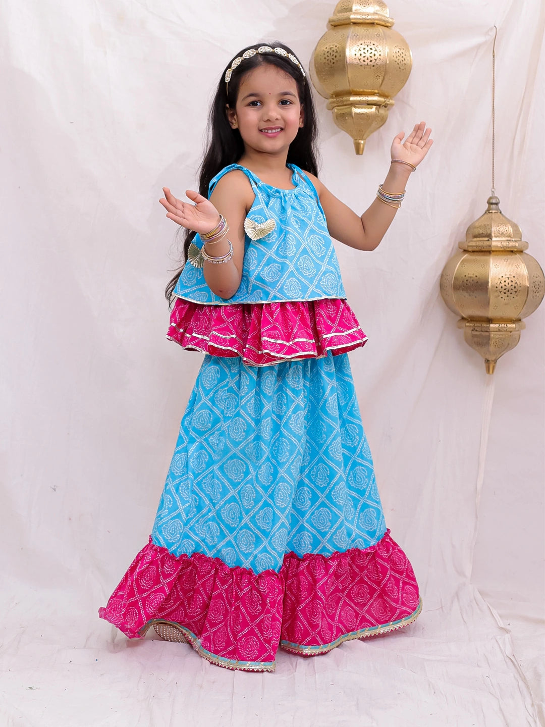 BownBee Sleeveless Lehenga Choli Set For Girls