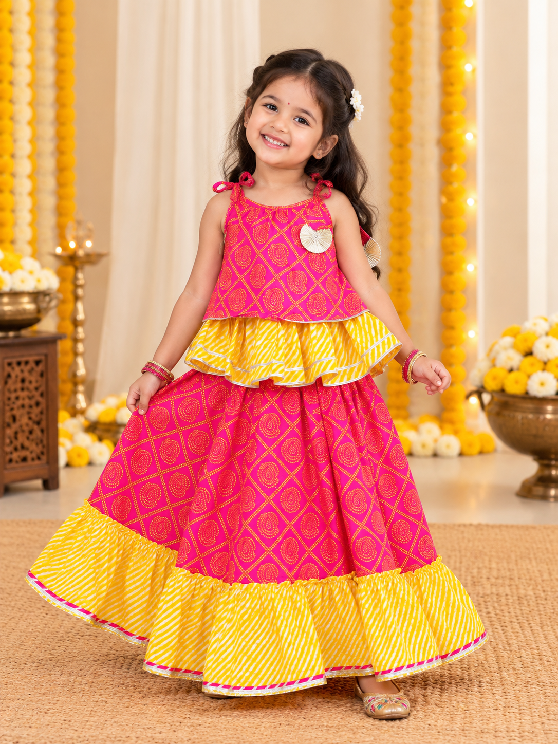 BownBee Sleeveless Lehenga Choli Set For Girls