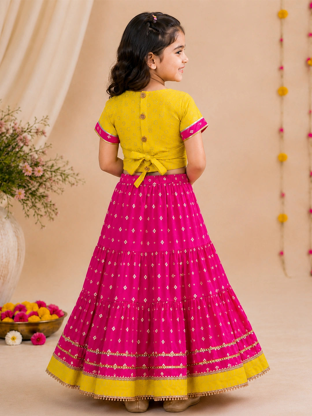 BownBee Pure cotton Half Sleeve Lehenga Choli With Dupatta Set For Girls