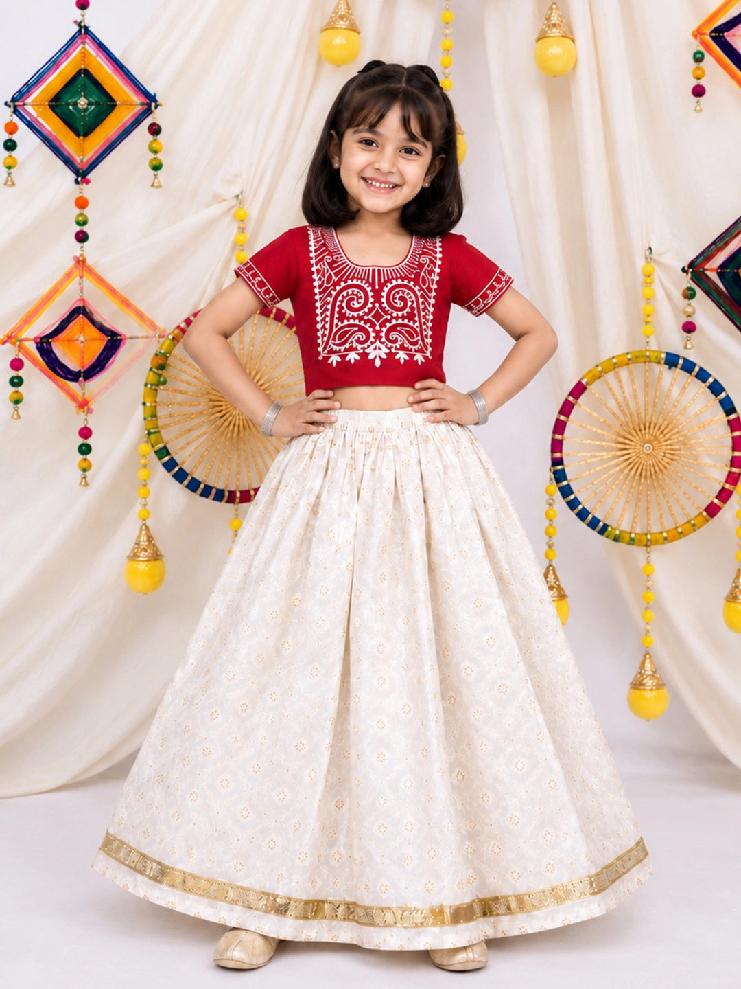 BownBee Embroidered Dhoti Kurta &Lehenga Choli Sibling Set