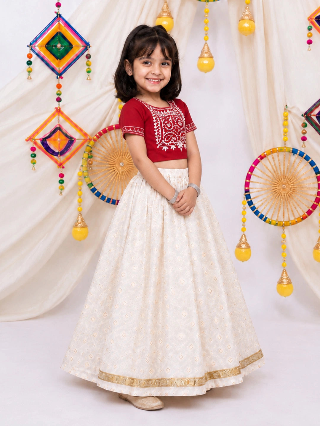 BownBee Embroidered Dhoti Kurta &Lehenga Choli Sibling Set