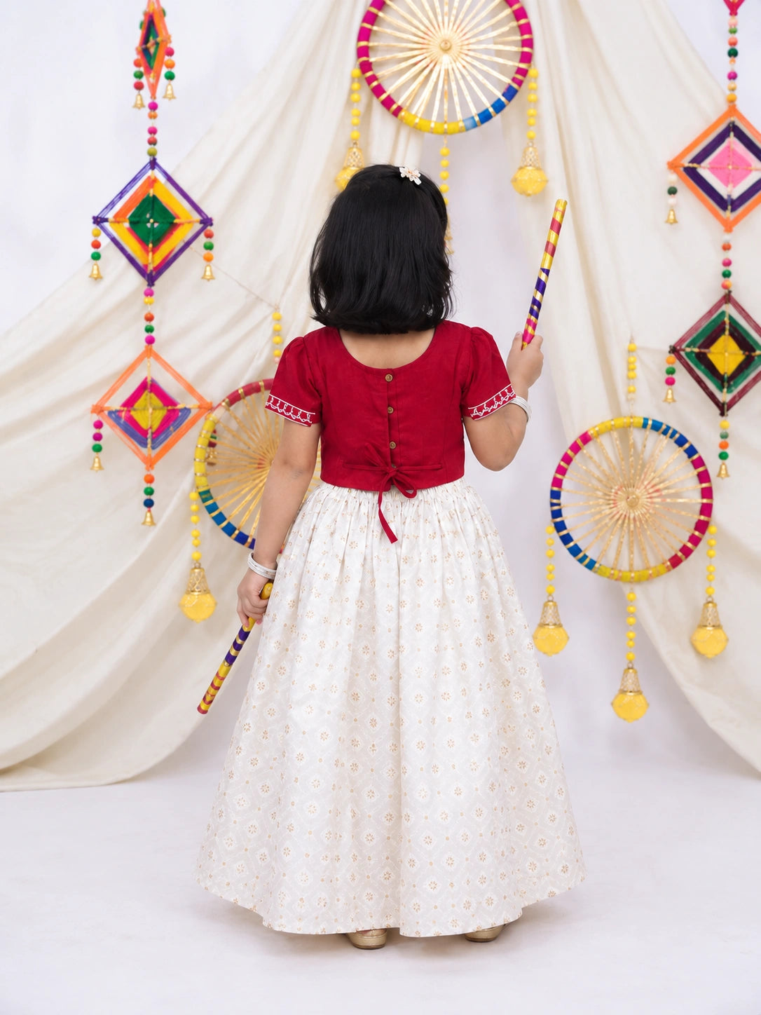 BownBee Pure Cotton Embroidered Lehenga Choli Set For Girls