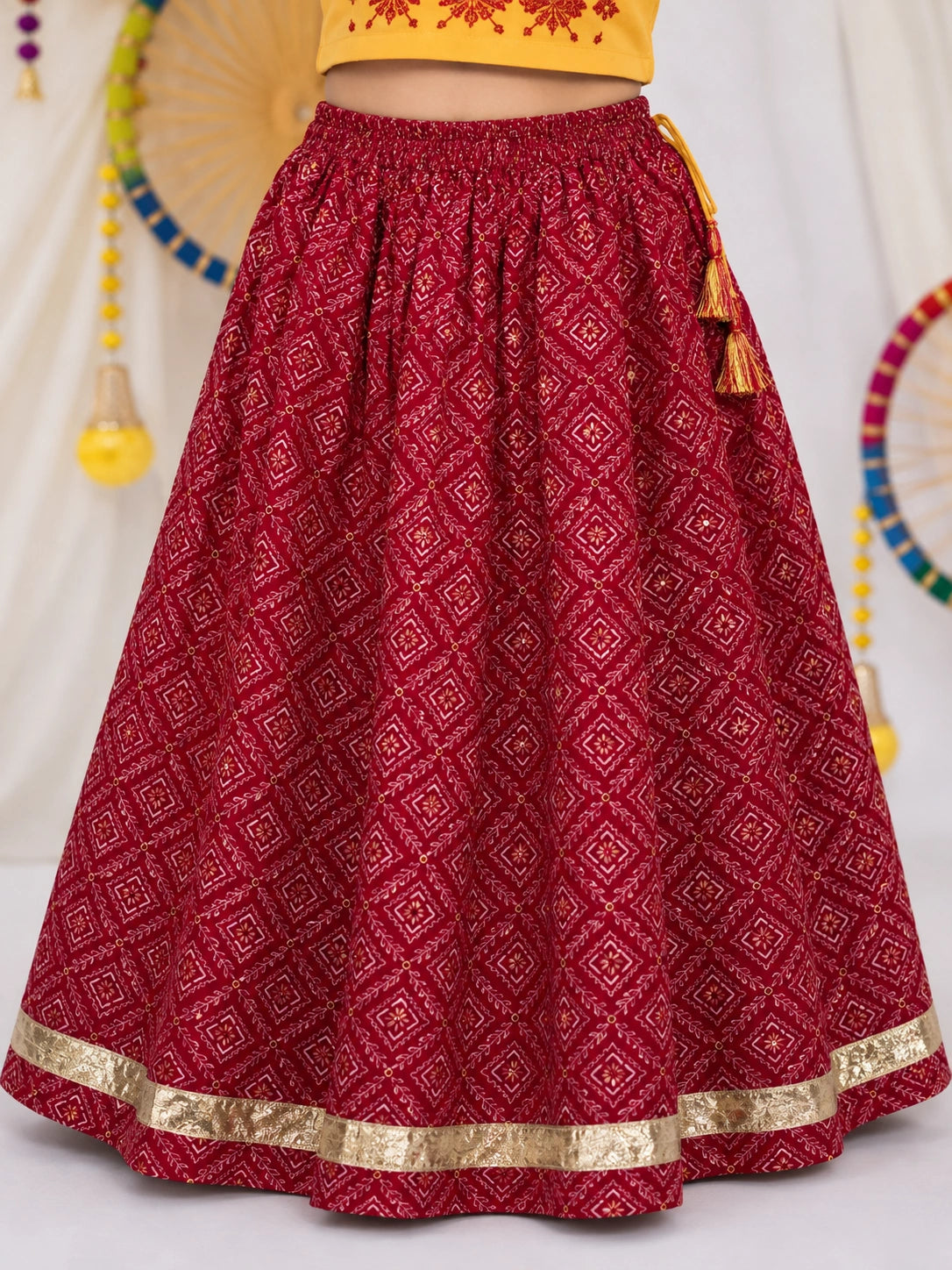 BownBee Pure Cotton Embroidered Lehenga Choli Set For Girls