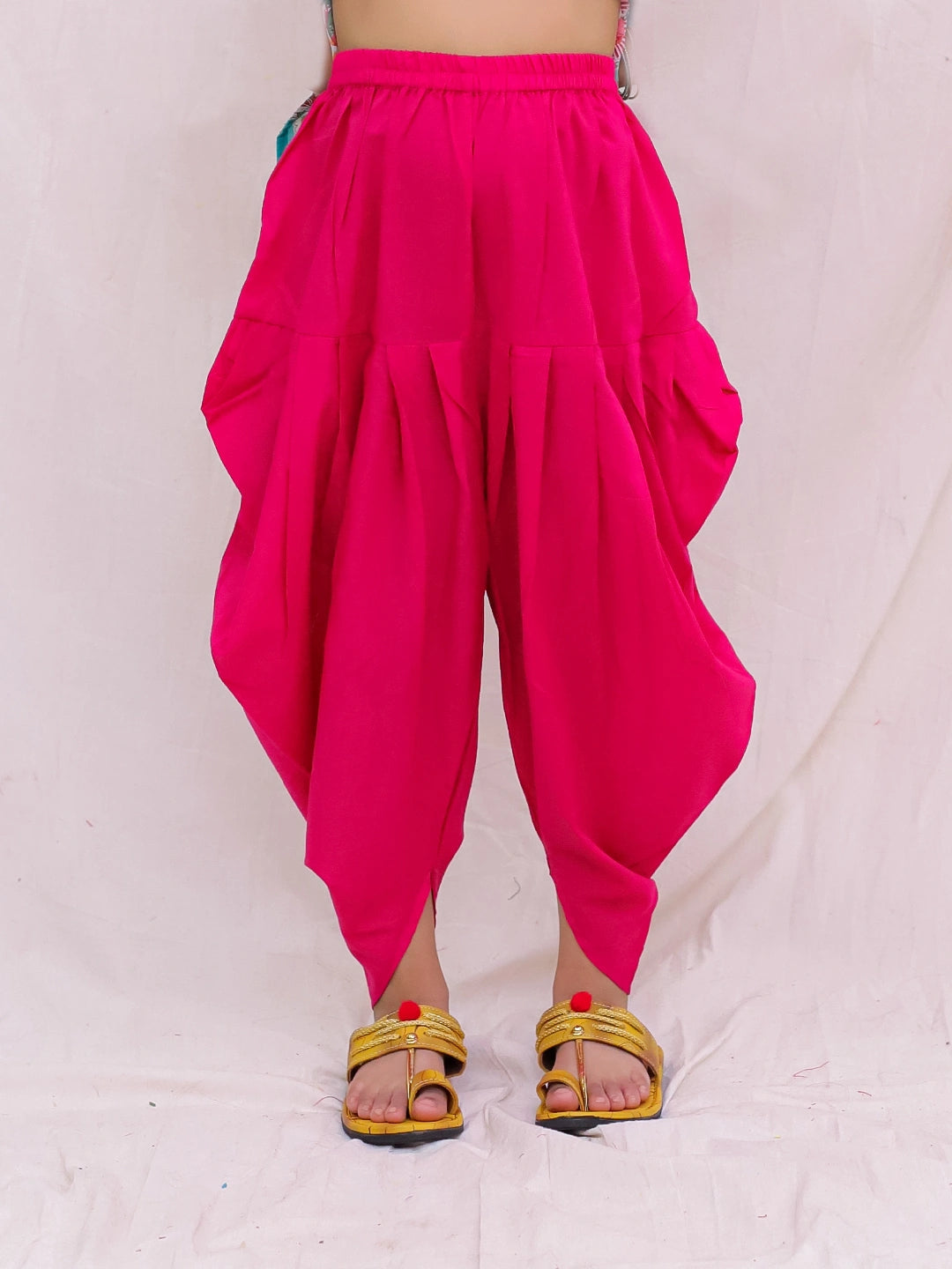 BownBee Pure Cotton Ruffle Sleeve Printed Top Dhoti Set For Girls