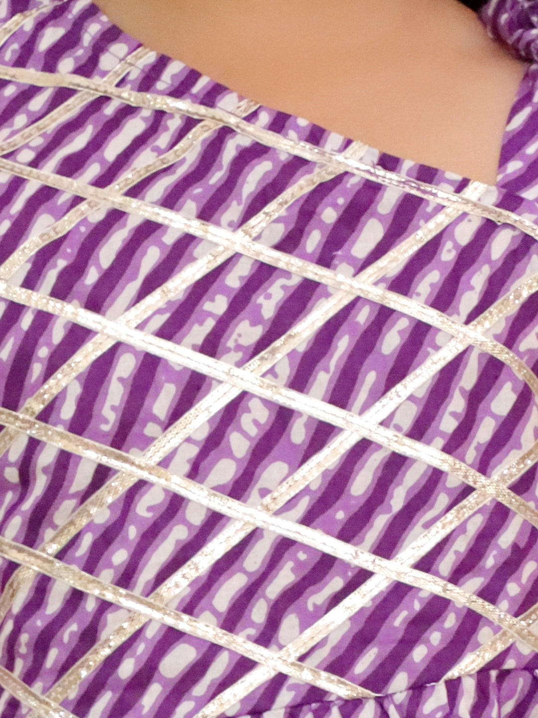 BownBee Pure Cotton Lehriya Top  With Harem Set For Girls - Orange