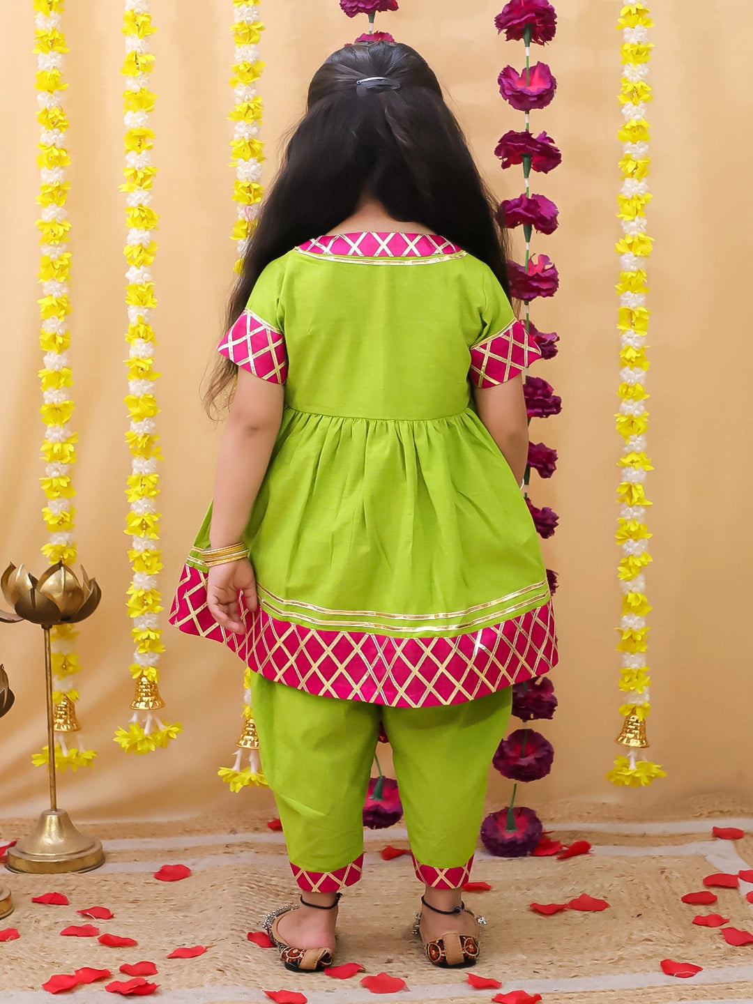 BownBee Angrakha Style kurti With Dhoti For Girls