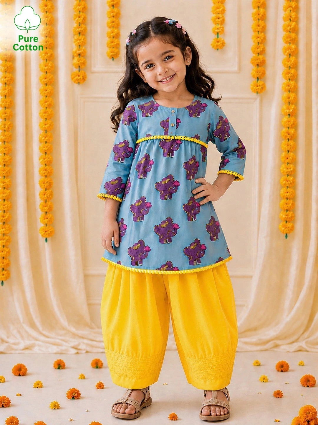 Bownbee Pure Cotton Kurti with Salwar For Girls
