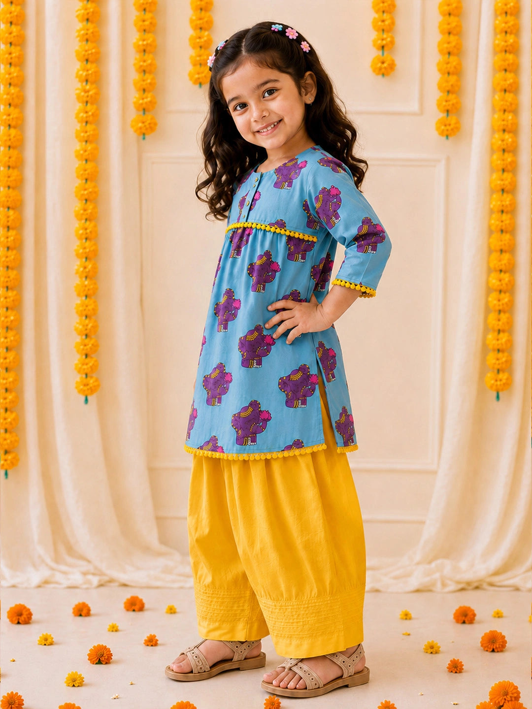 Bownbee Pure Cotton Kurti with Salwar For Girls