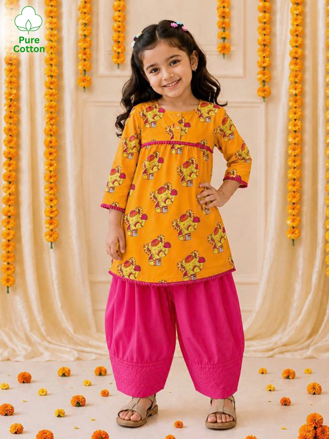 Bownbee Pure Cotton Kurti with Salwar For Girls