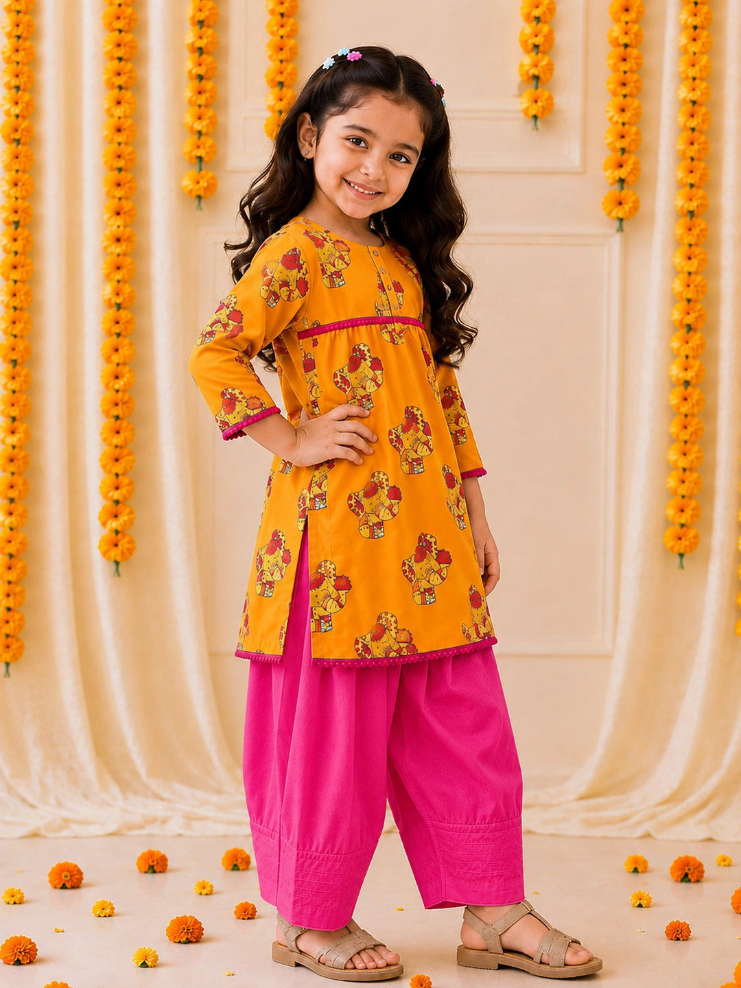 Bownbee Pure Cotton Kurti with Salwar For Girls