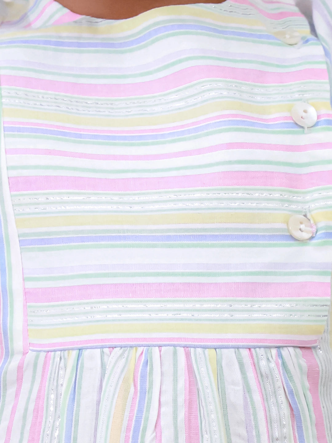 BownBee Pure Cotton Full sleeves Striped Top For Girls - White