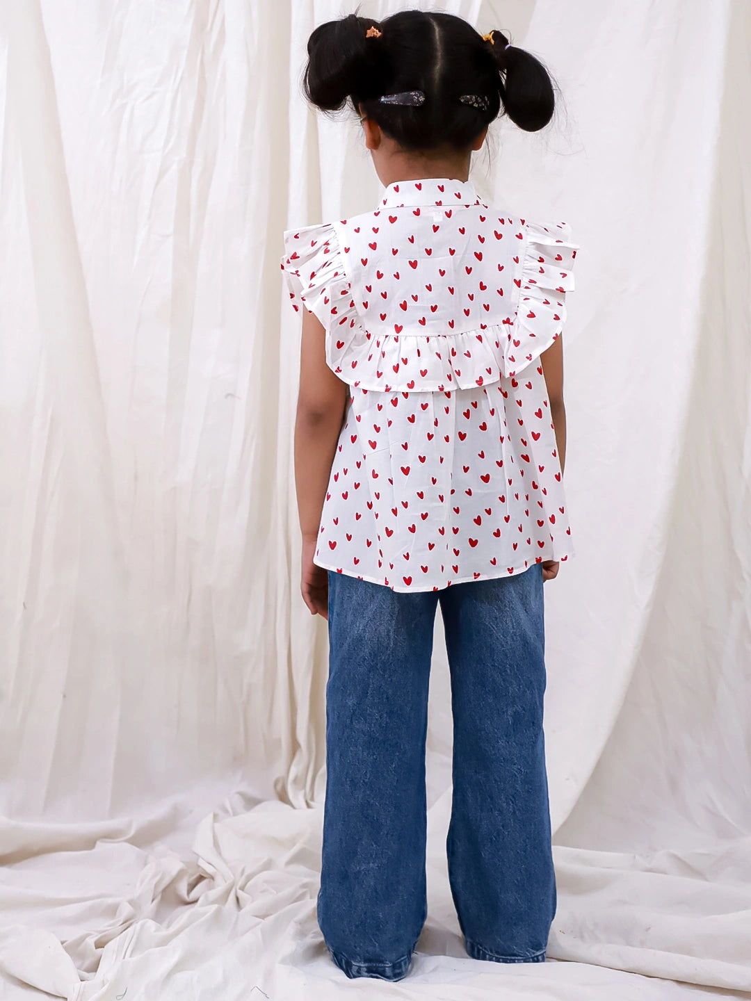 BownBee Pure Cotton Sleeveless Ruffled Neck Top For Girls - Pink