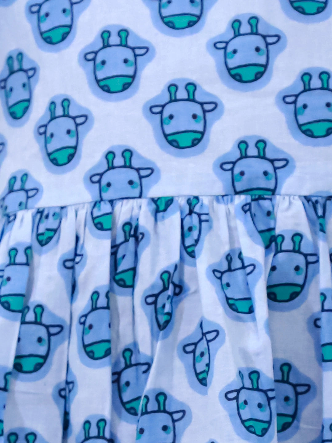 BownBee Pure Cotton Ruffle Sleeves Top For Girls - Blue