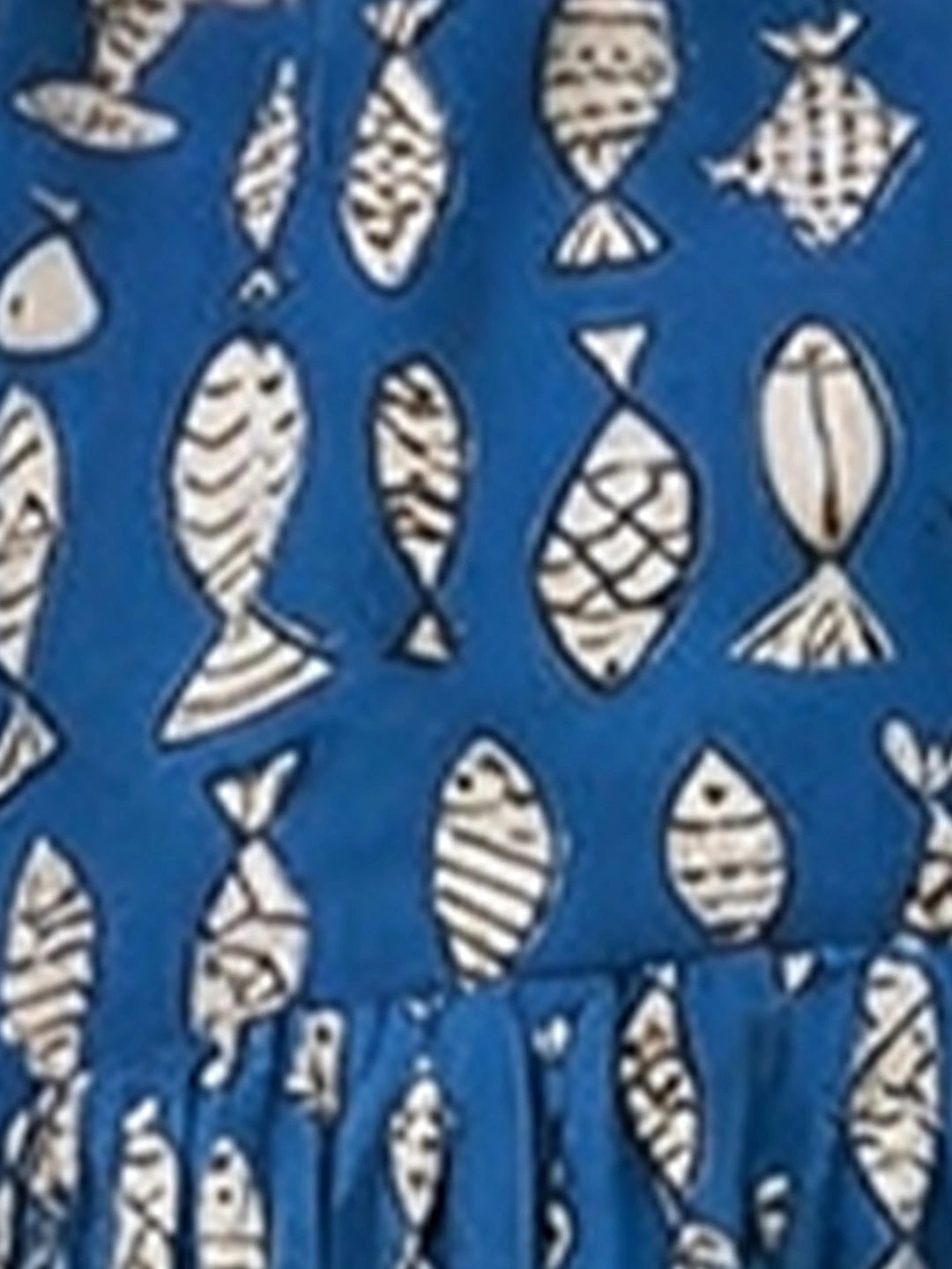 BownBee Pure Cotton Ruffle Sleeves Top For Girls - Blue