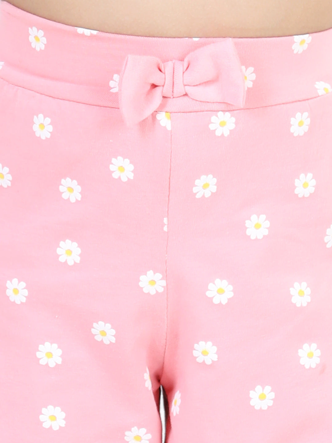 BownBee Printed Leggings for Girls- Baby Pink