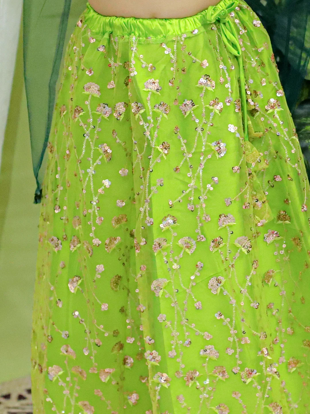 BownBee Sequin Party Lehenga Choli Dupatta for GirlA