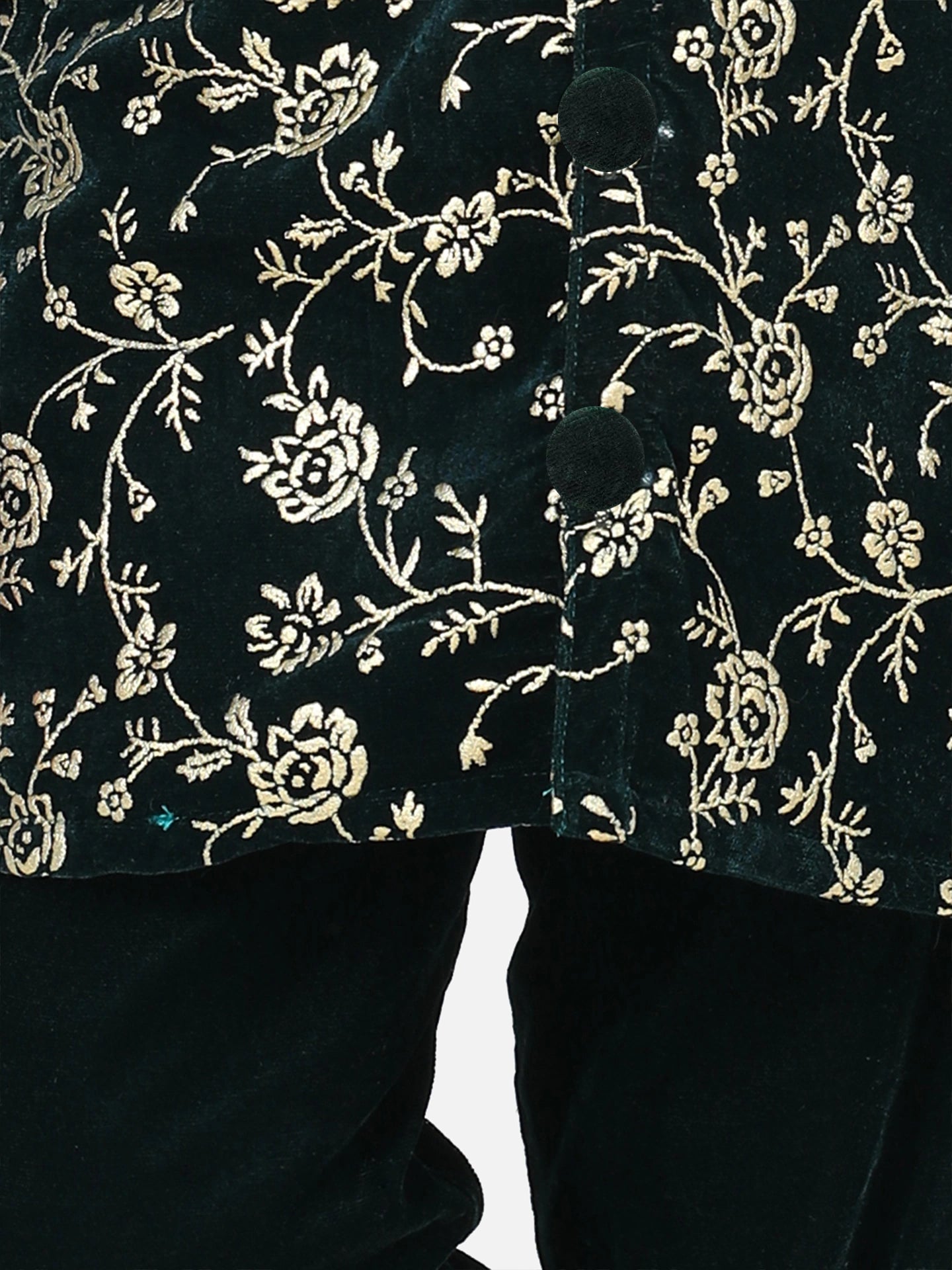 BownBee Boys Full Sleeve Printed Velvet Sherwani for Boys