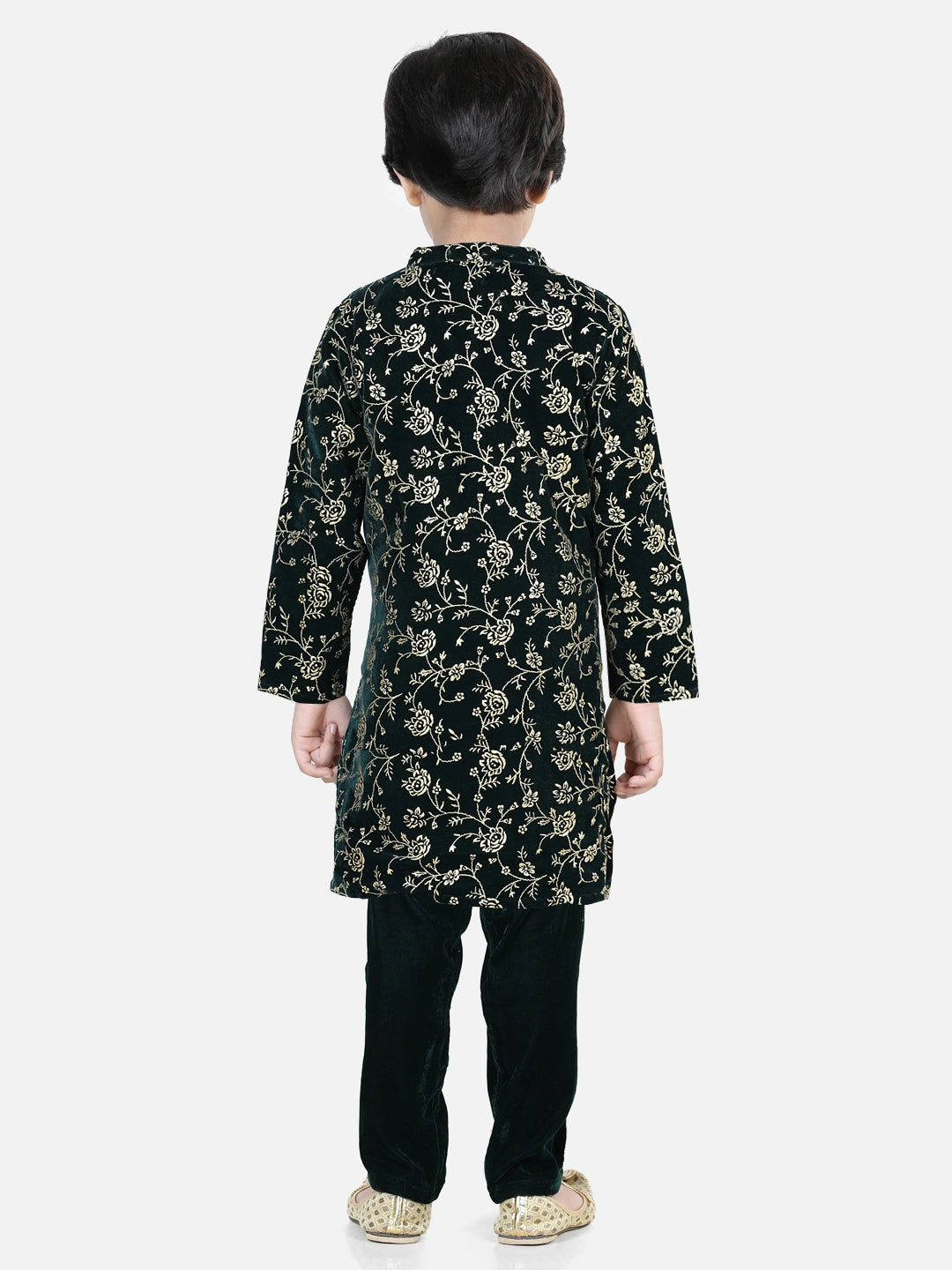 BownBee Boys Full Sleeve Printed Velvet Sherwani for Boys