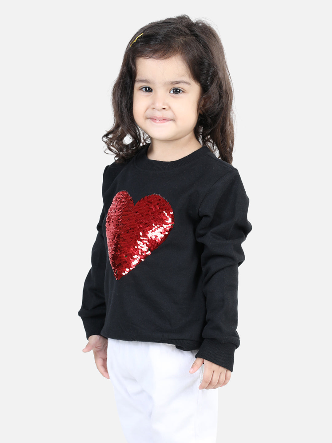 BownBee Full Sleeve Sweatshirt for Girls- Black
