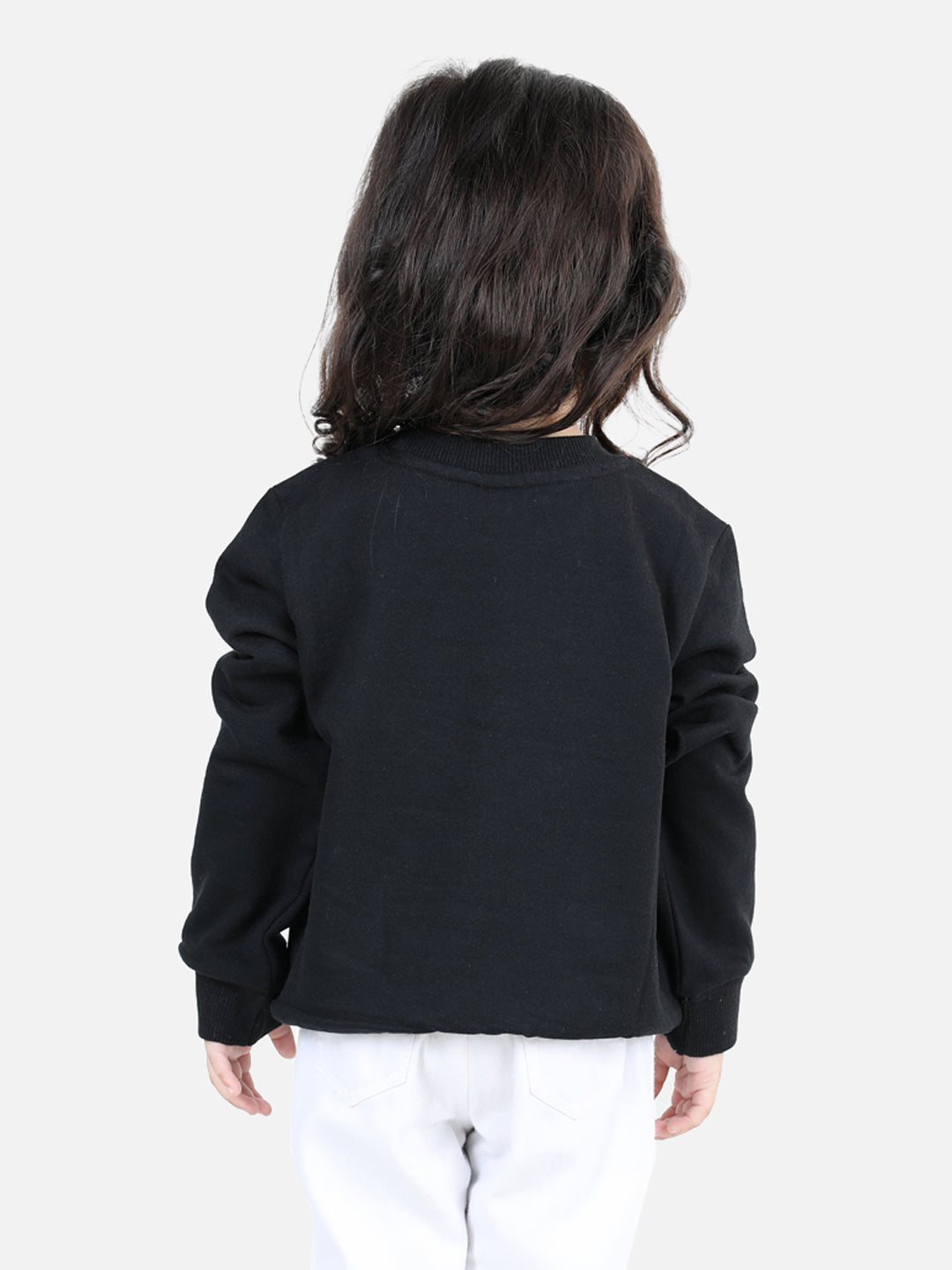 BownBee Full Sleeve Sweatshirt for Girls- Black