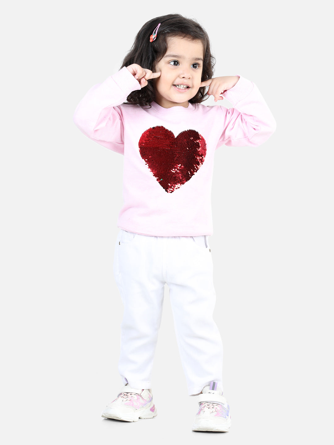 BownBee Full Sleeve Sweatshirt for Girls- Pink