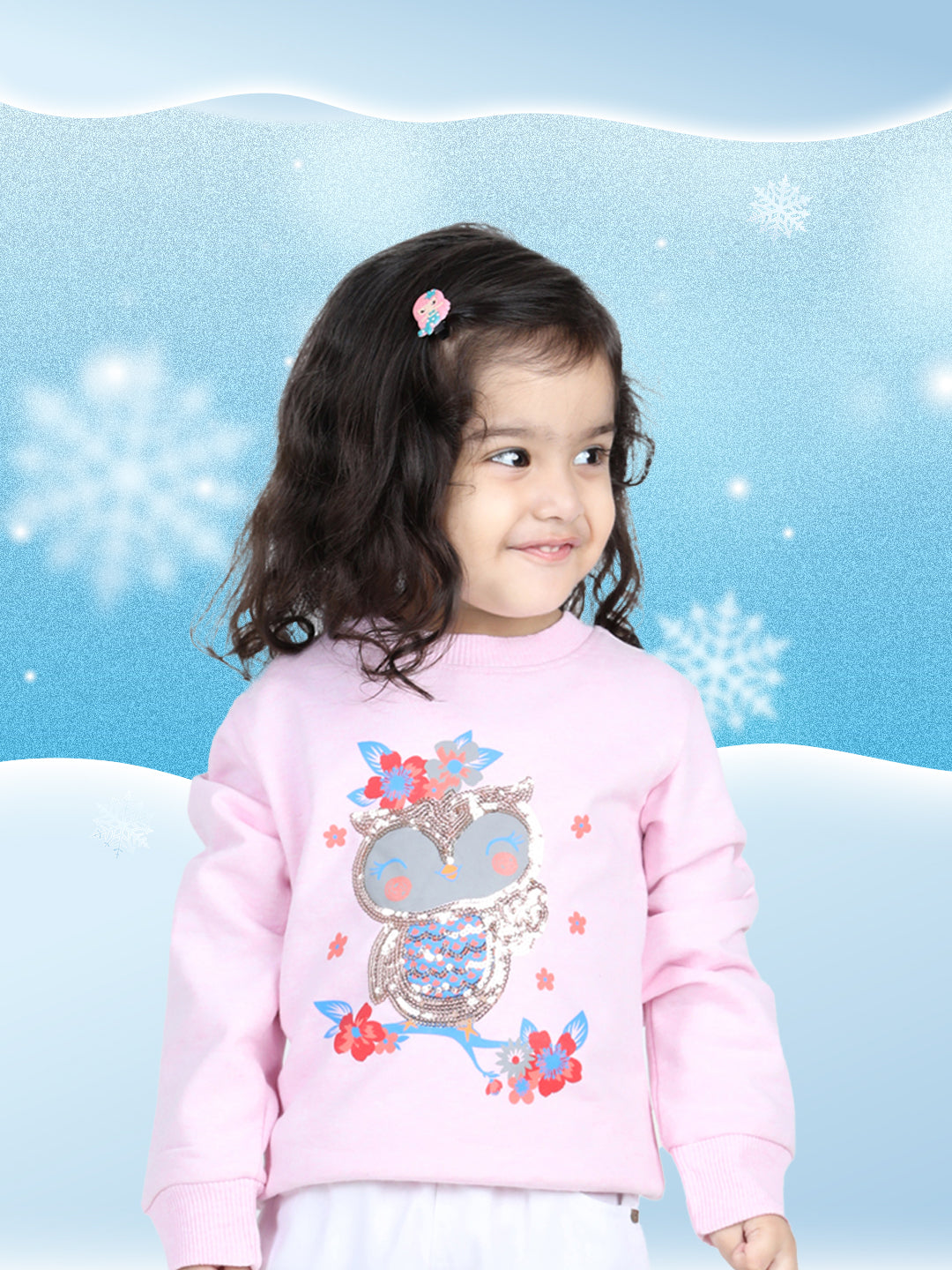 BownBee Full Sleeve Sweatshirt for Girls - Pink