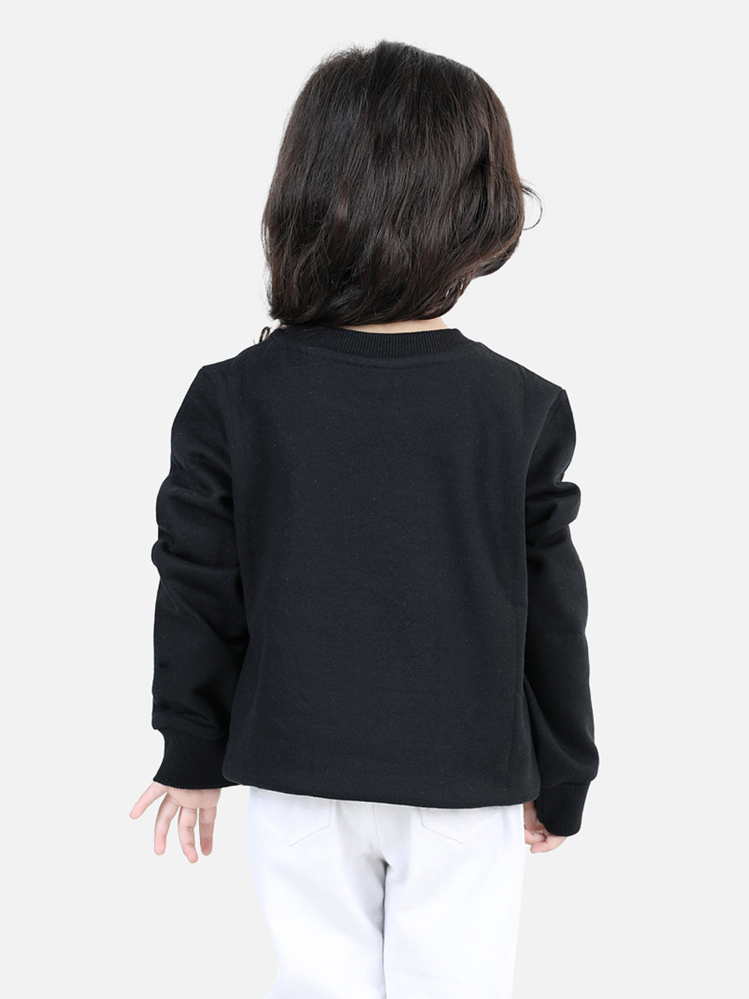 BownBee Full Sleeve Sweatshirt for Girls- Black