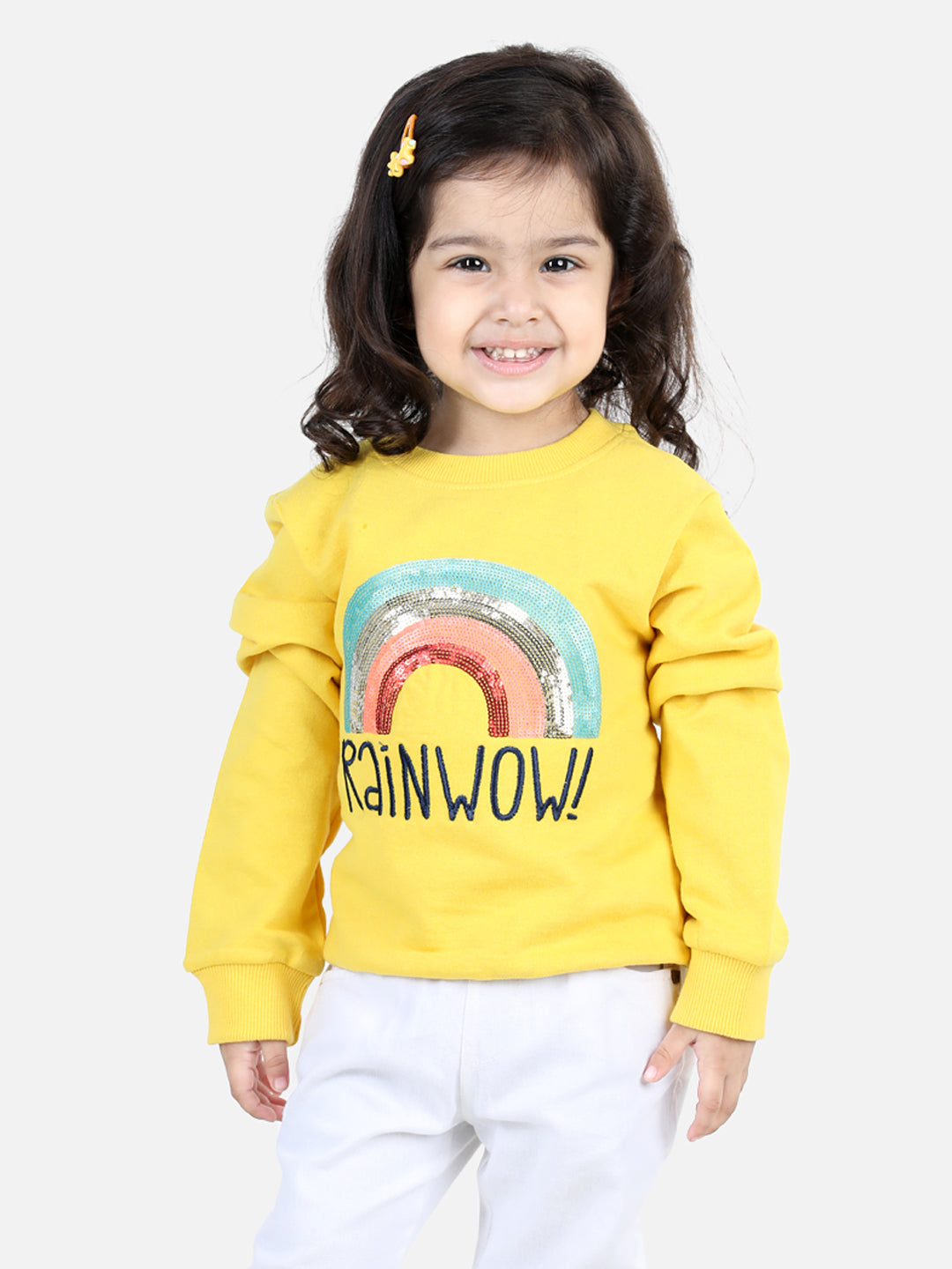 BownBee Full Sleeve Sweatshirt for Girls- Yellow