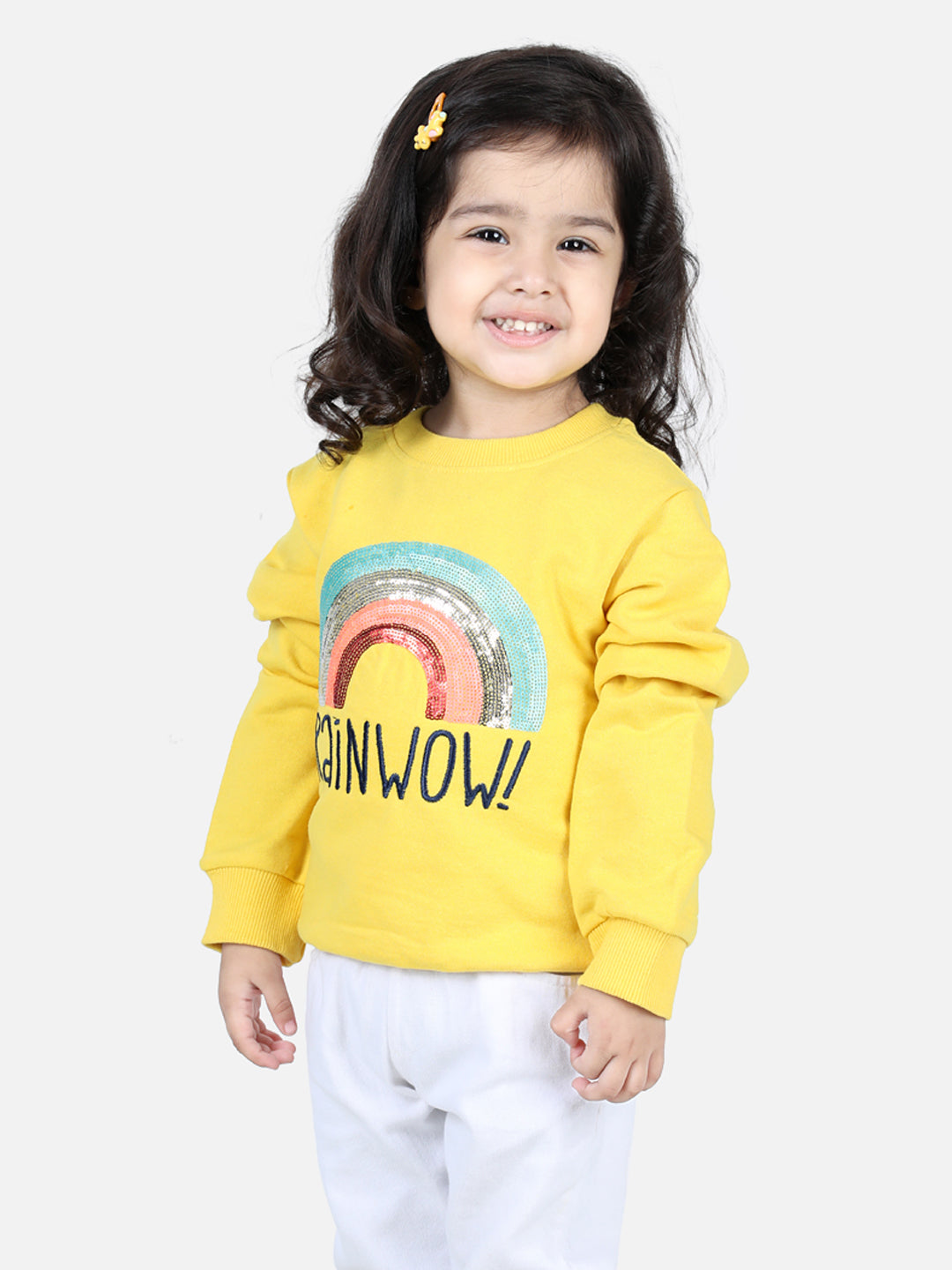 BownBee Full Sleeve Sweatshirt for Girls- Yellow