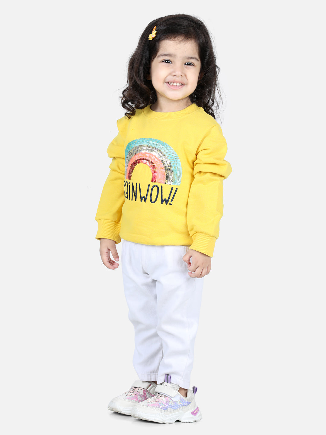 BownBee Full Sleeve Sweatshirt for Girls- Yellow