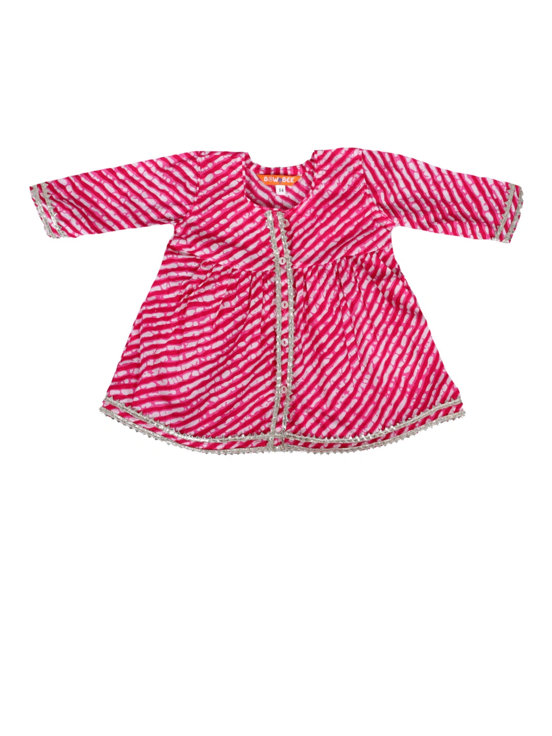 Bownbee Girls Pure Cotton Ethnic Set For Infants   -  Pink