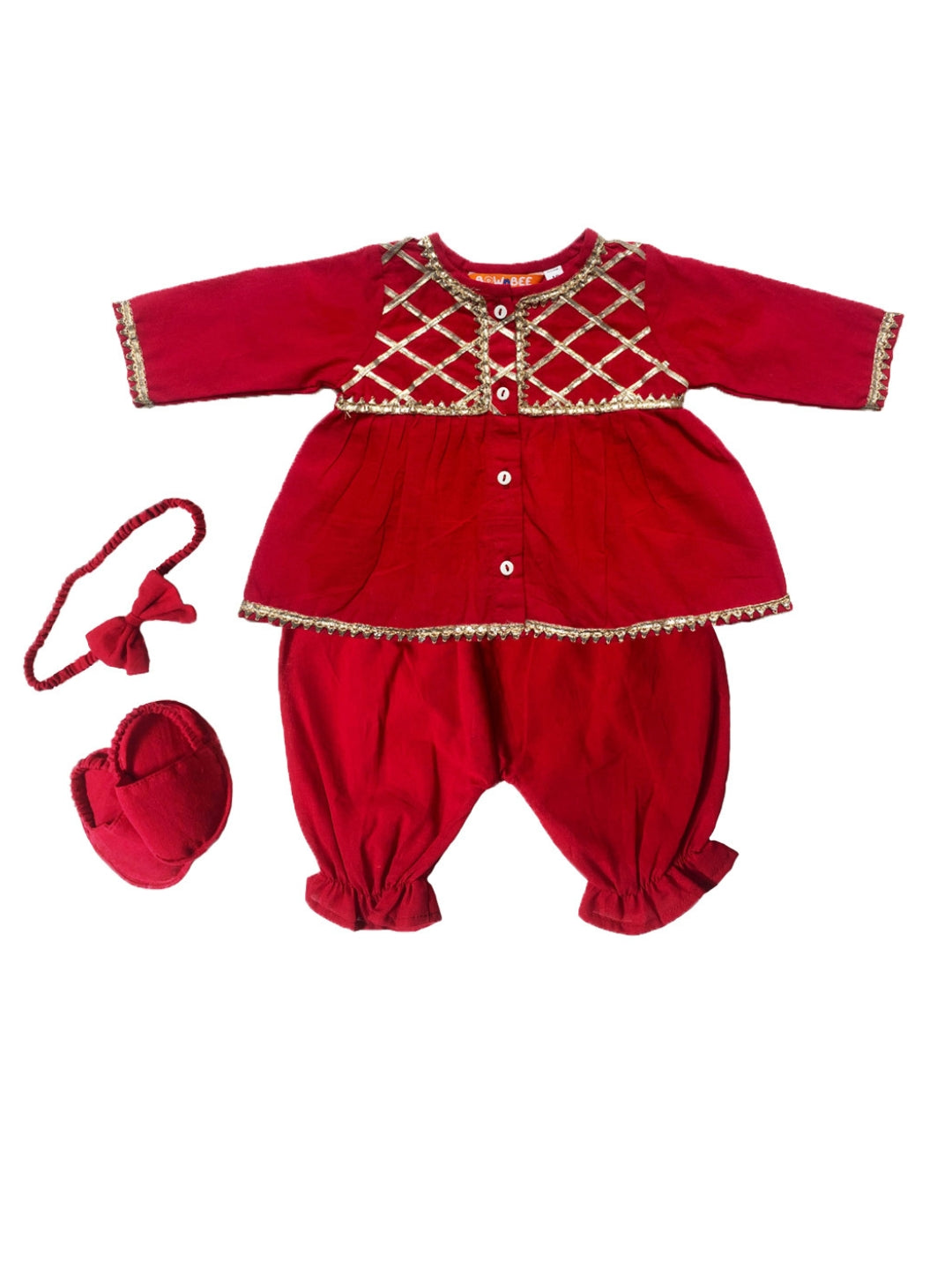 Bownbee Girls Pure Cotton Ethnic Set For Infants