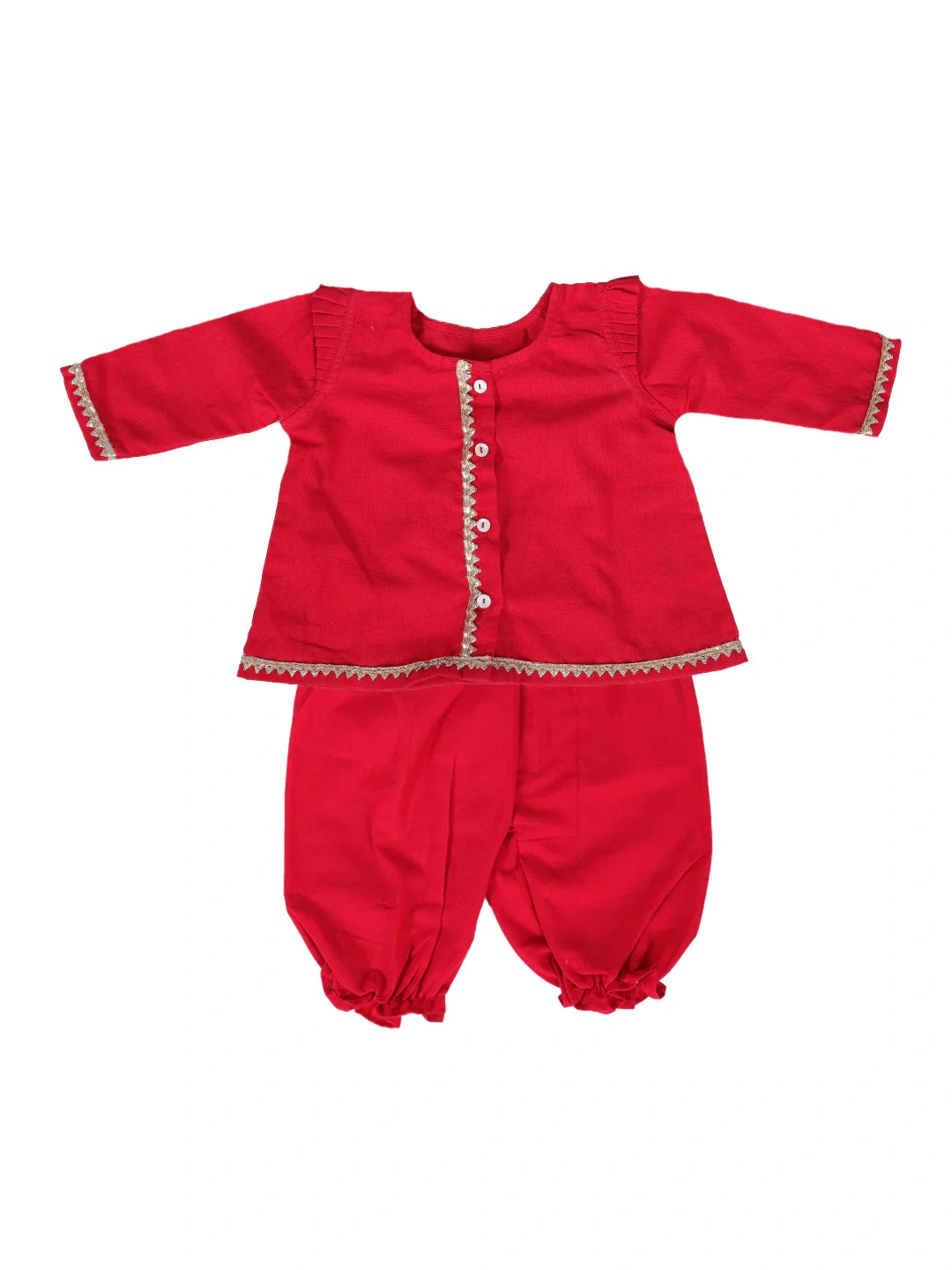Bownbee Girls Pure Cotton Ethnic Set For Infants   -  Red