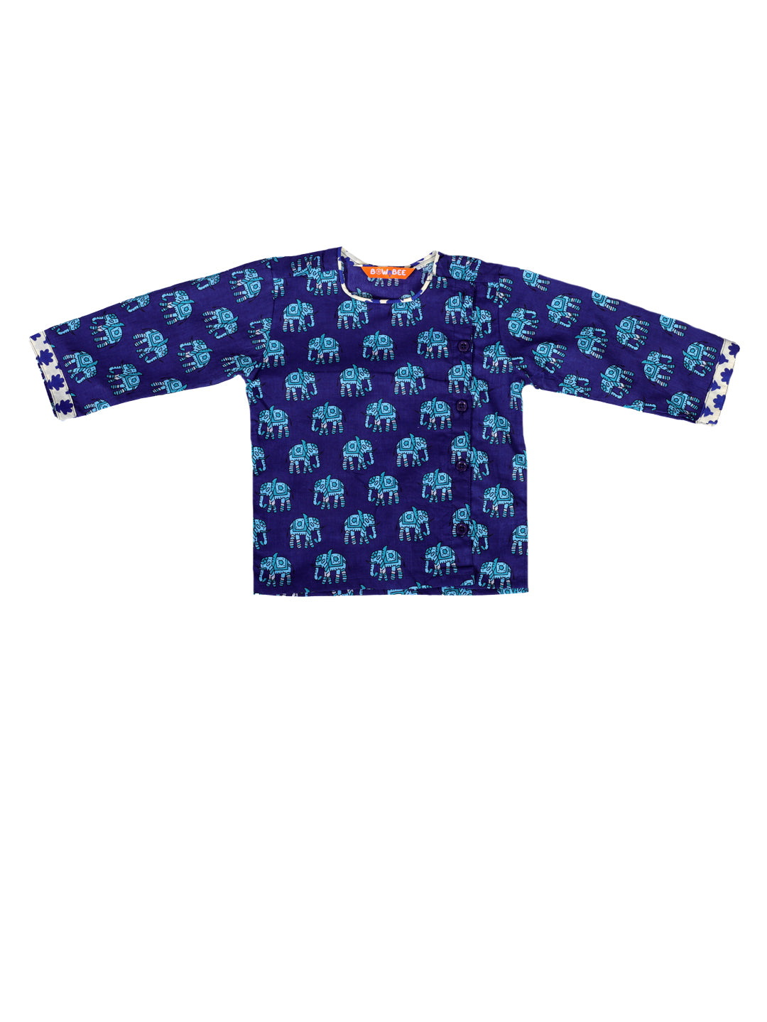 Bownbee Boys Pure Cotton Dhoti Kurta For Infants   -  Blue