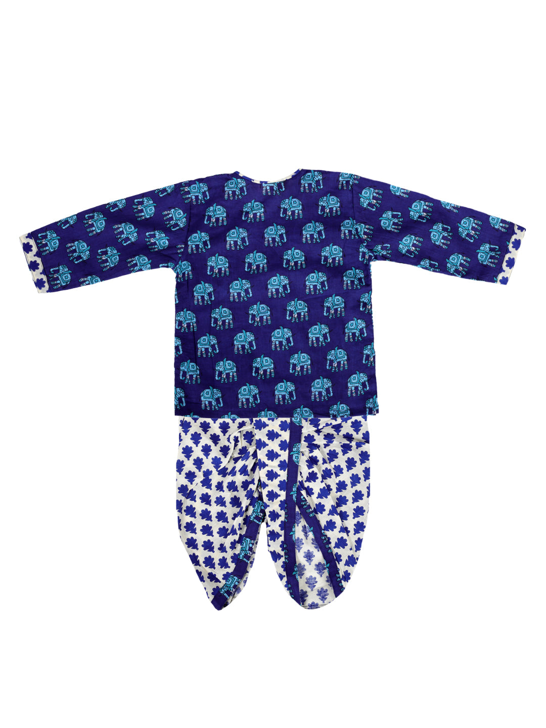 Bownbee Boys Pure Cotton Dhoti Kurta For Infants   -  Blue
