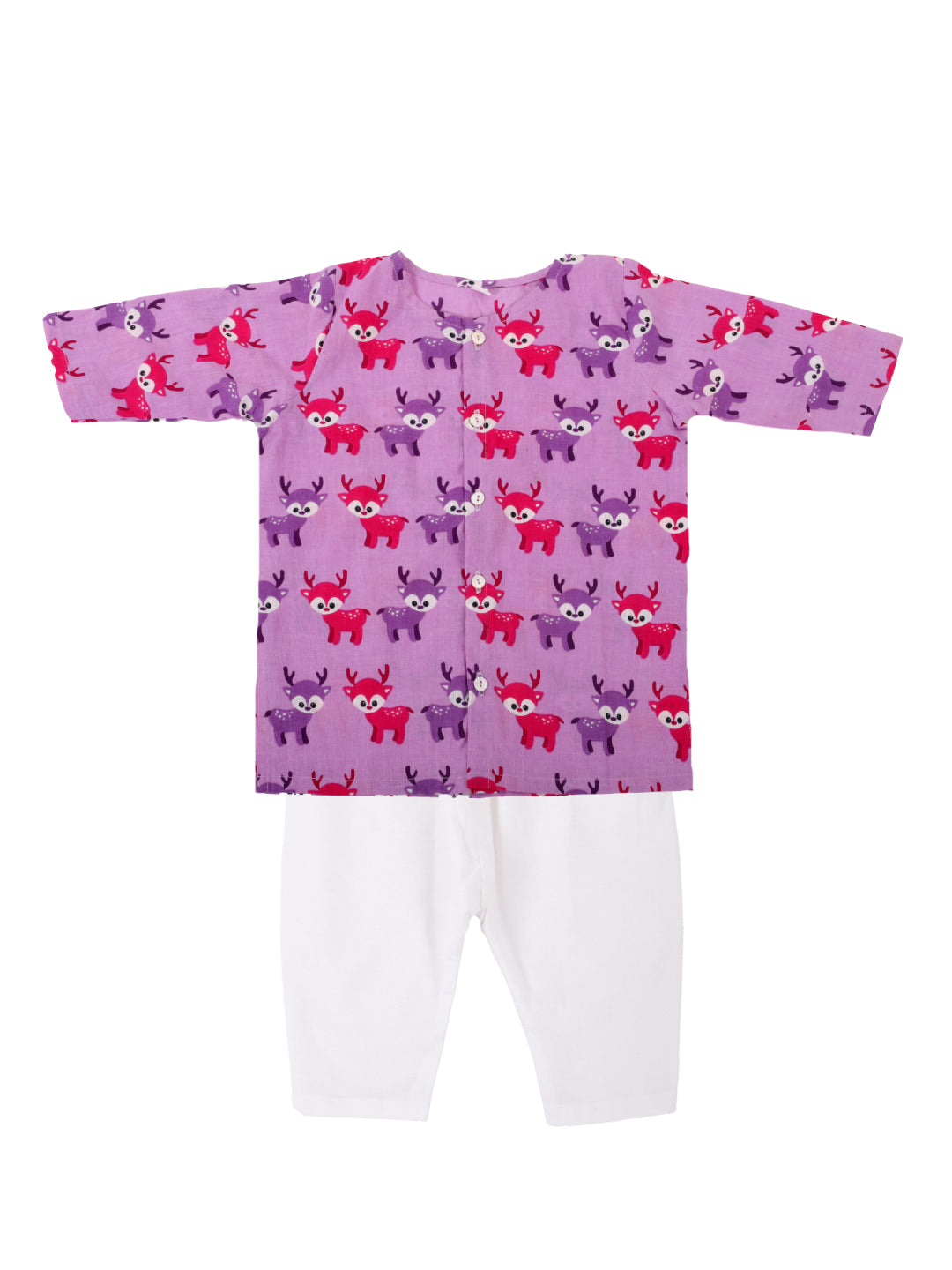 BownBee  Baby Boys Pure Cotton Full Sleeve Kurta Pajama for Baby Boy- Purple