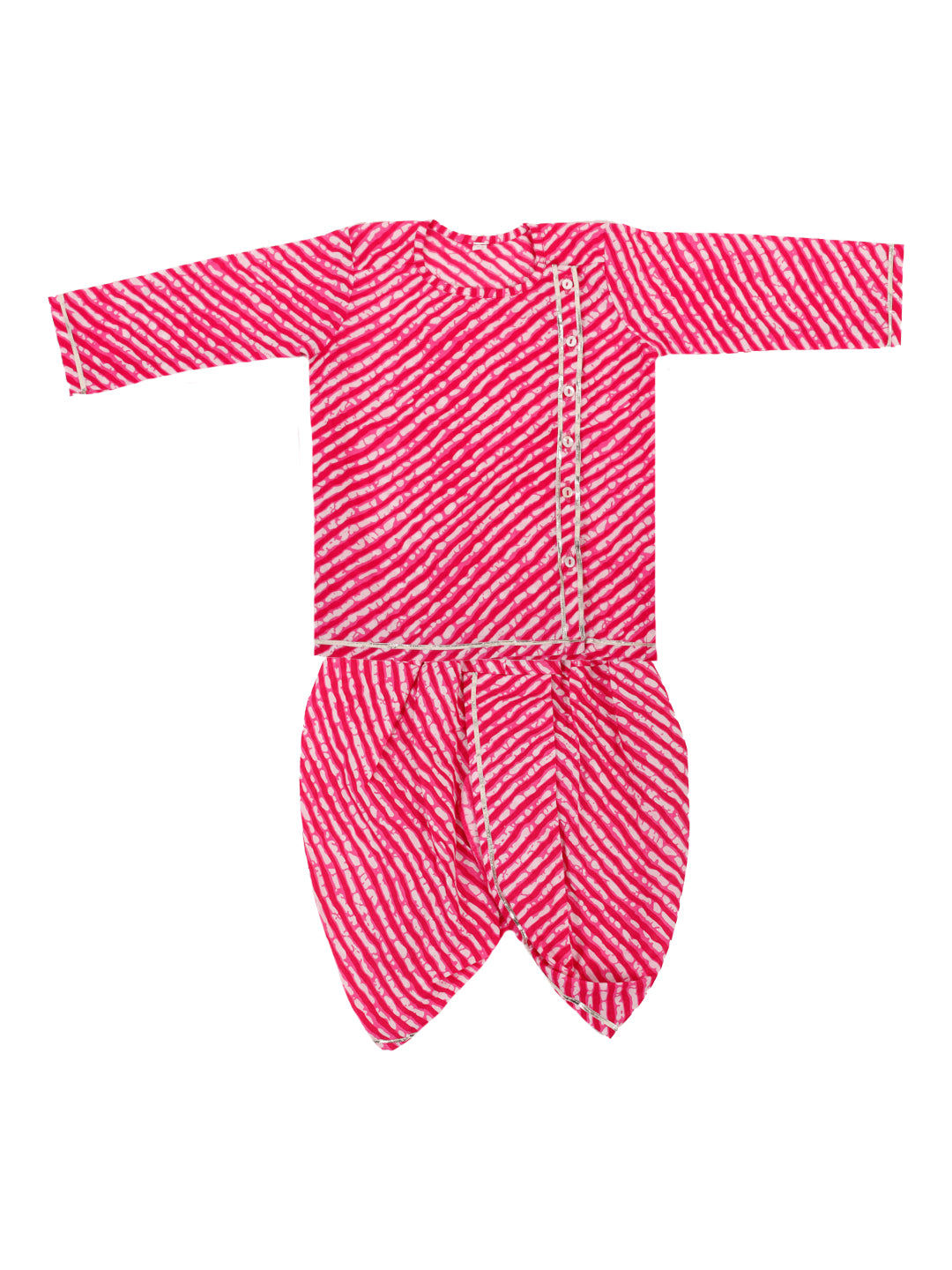 BownBee Pure Cotton Full Sleeve Dhoti Kurta with Booties for Baby Boy - Pink