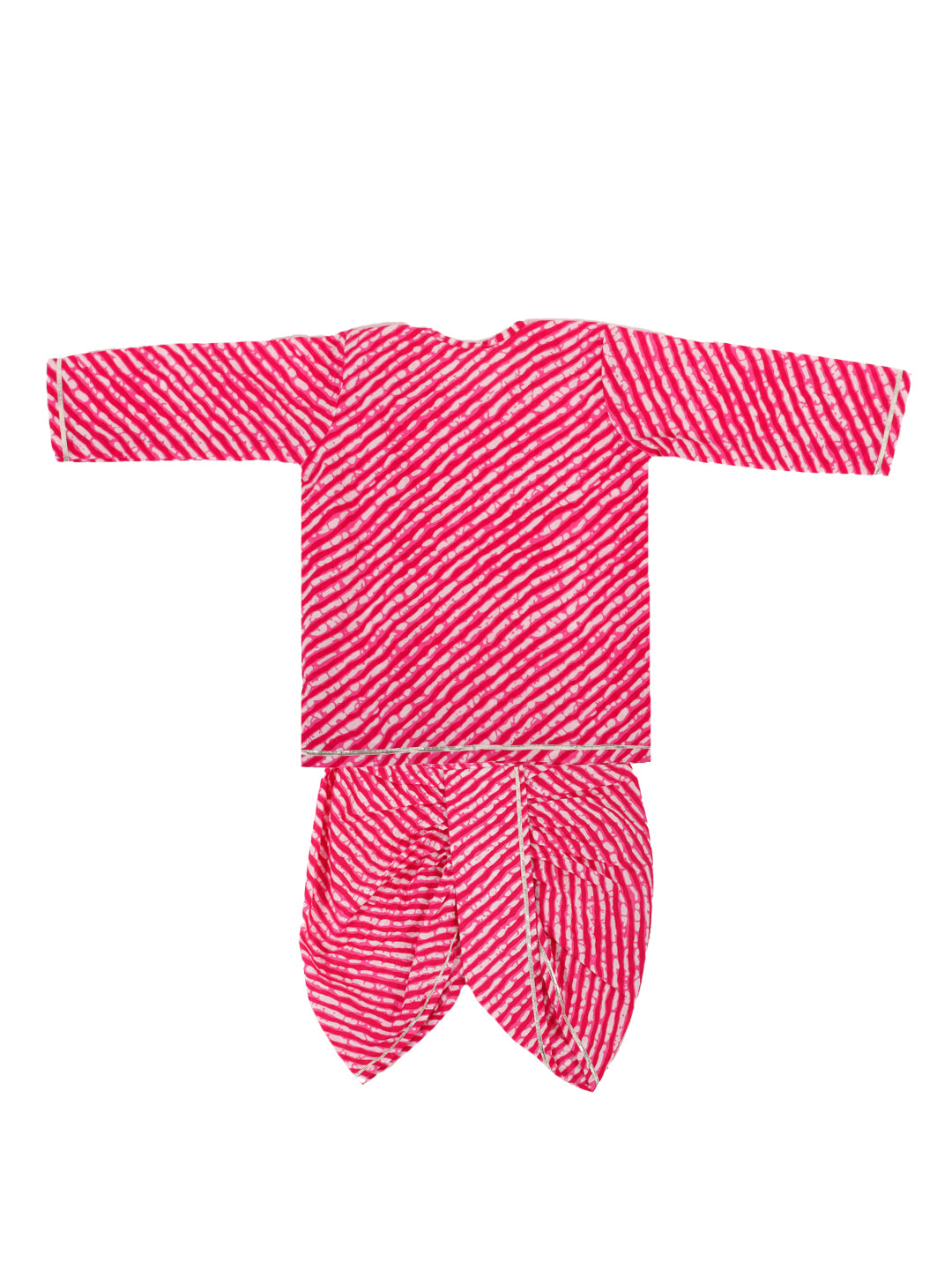 BownBee Pure Cotton Full Sleeve Dhoti Kurta with Booties for Baby Boy - Pink