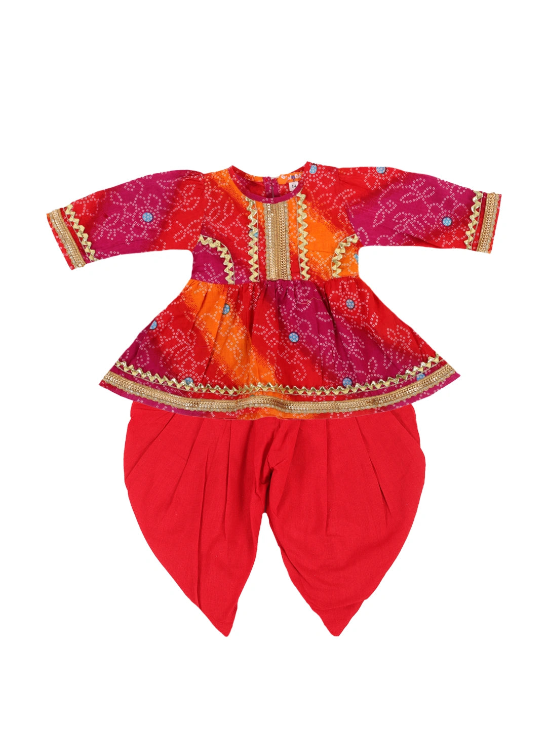 BownBee Pure Cotton Top with Dhoti for Baby Girls