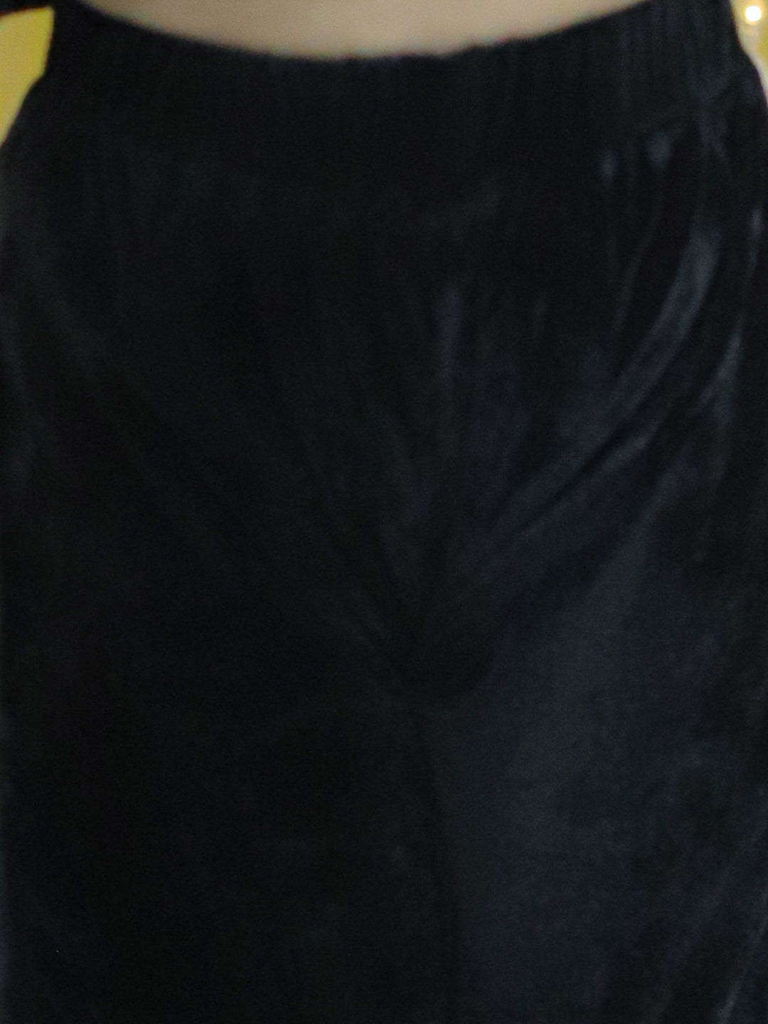 BownBee Velvet Frill Top Pant Full Sleeve Winter Set for Girls- Black