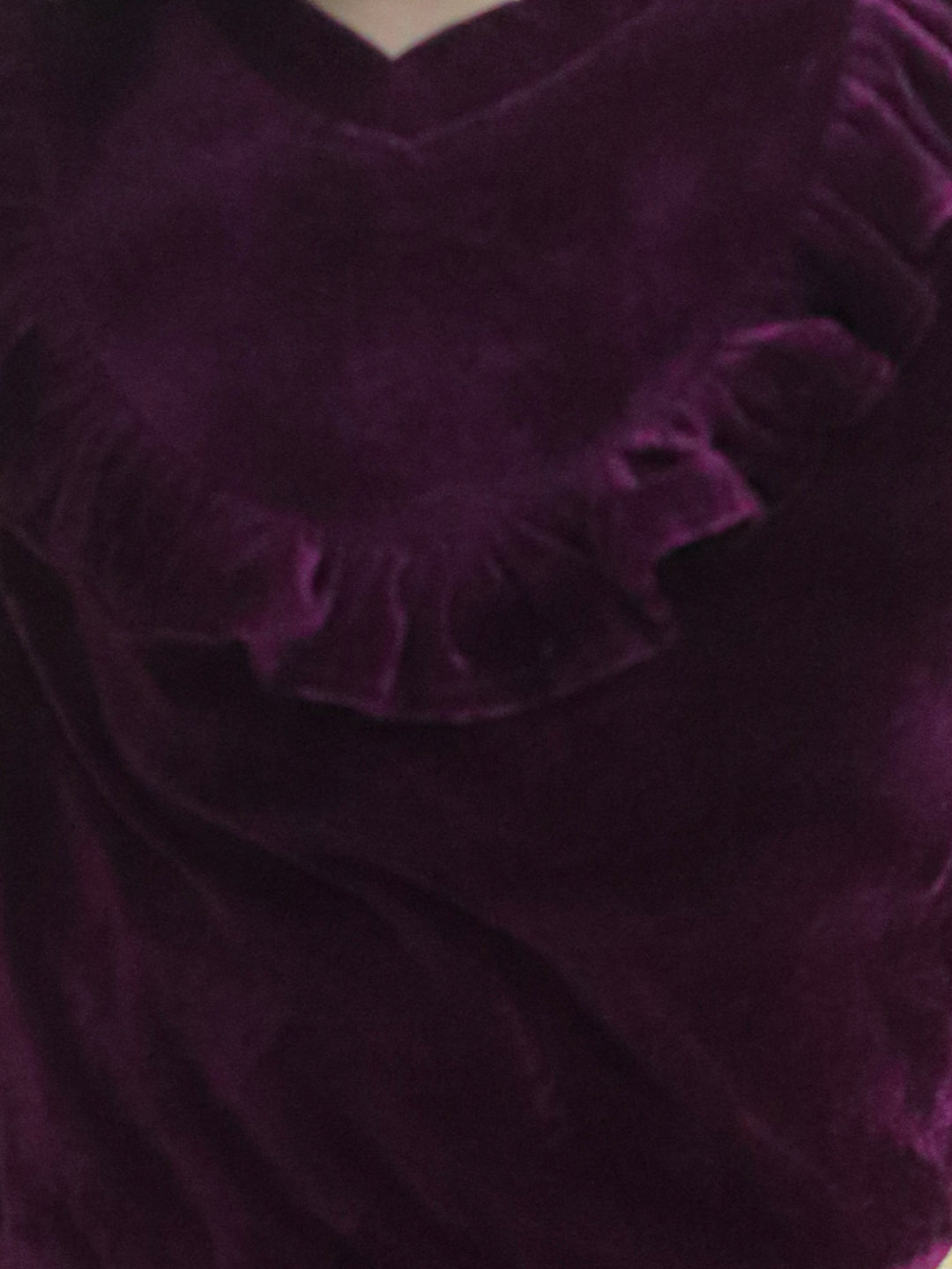 BownBee Velvet Frill Top Pant Full Sleeve Winter Set for Girls- Purple
