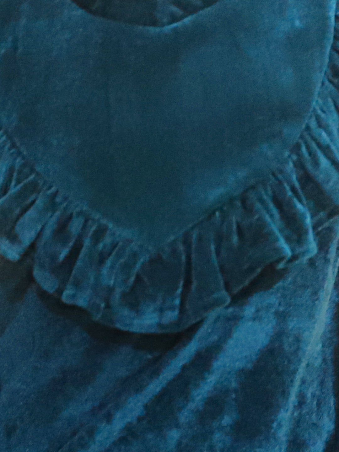 BownBee Velvet Frill Top Pant Full Sleeve Winter Set for Girls- Teal
